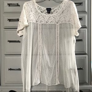 Torrid Sheer Lace White Blouse Size 2
